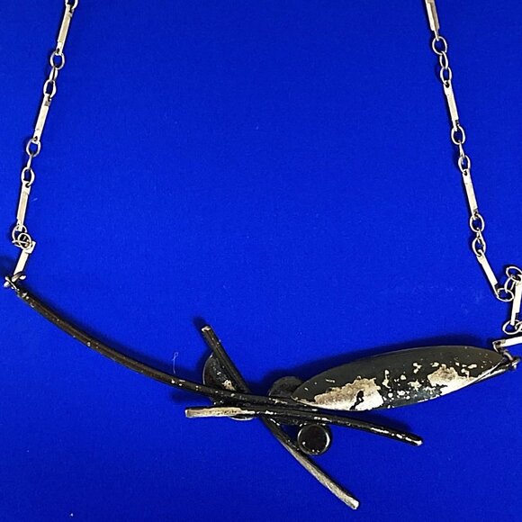 Modernist mixed media necklace by Christophe Poly - Picture 4 of 5